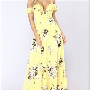 Yellow floral fashion nova maxi dress